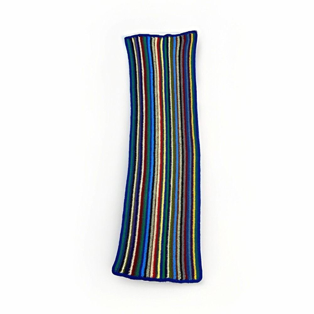 Crochet Striped Bed couch Throw Blanket Multicolor Handmade Rectangular 67x20